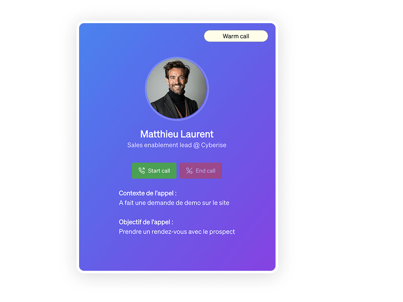 Interface CallGym d'une simulation vocale avec un prospect IA